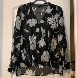 Black floral sheer top